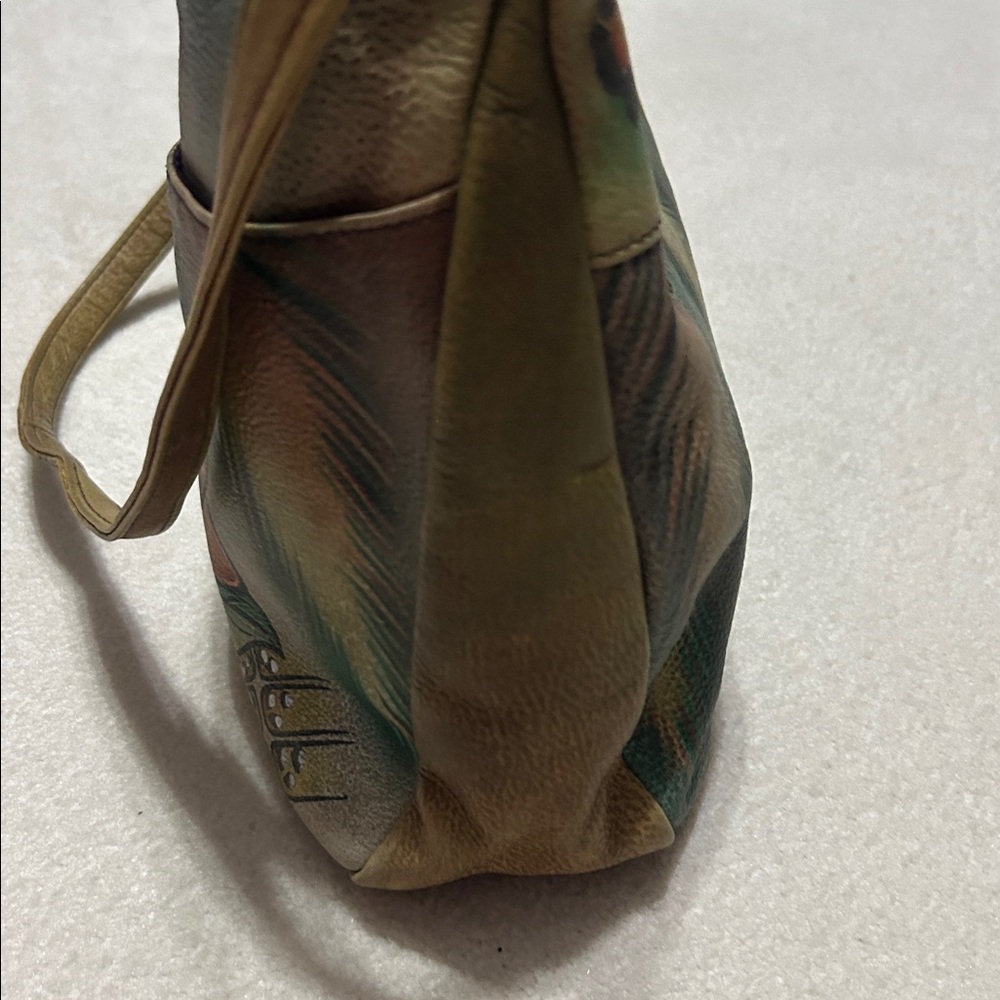 Anuschka Artistic Hand painted Leather Bag with Multicolor Design - Picture 10 of 11